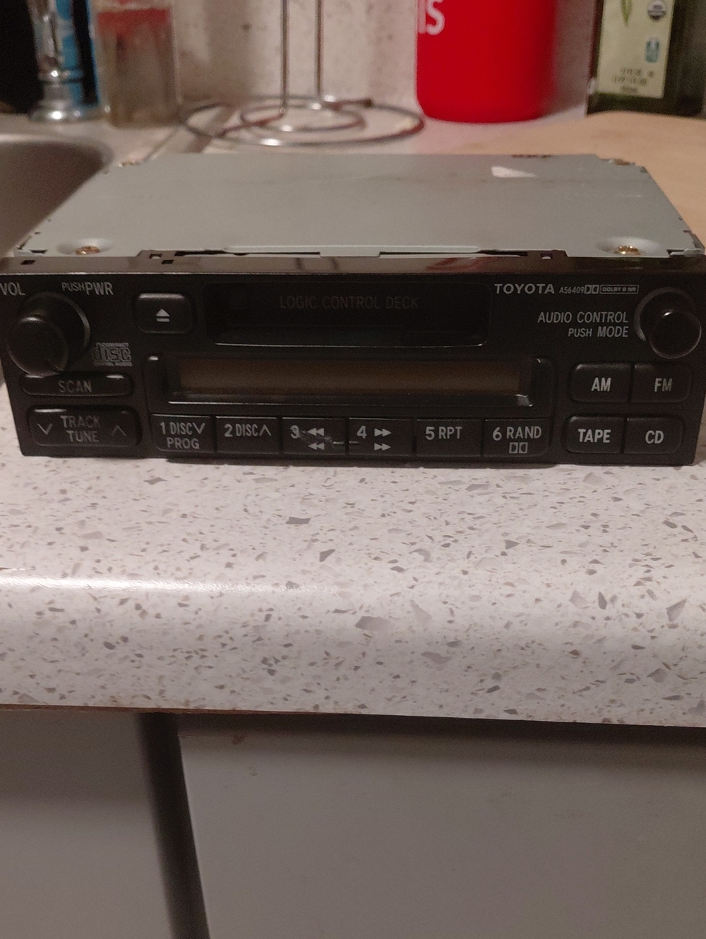 Black Toyota Car Stereo Receiver with Tape & CD